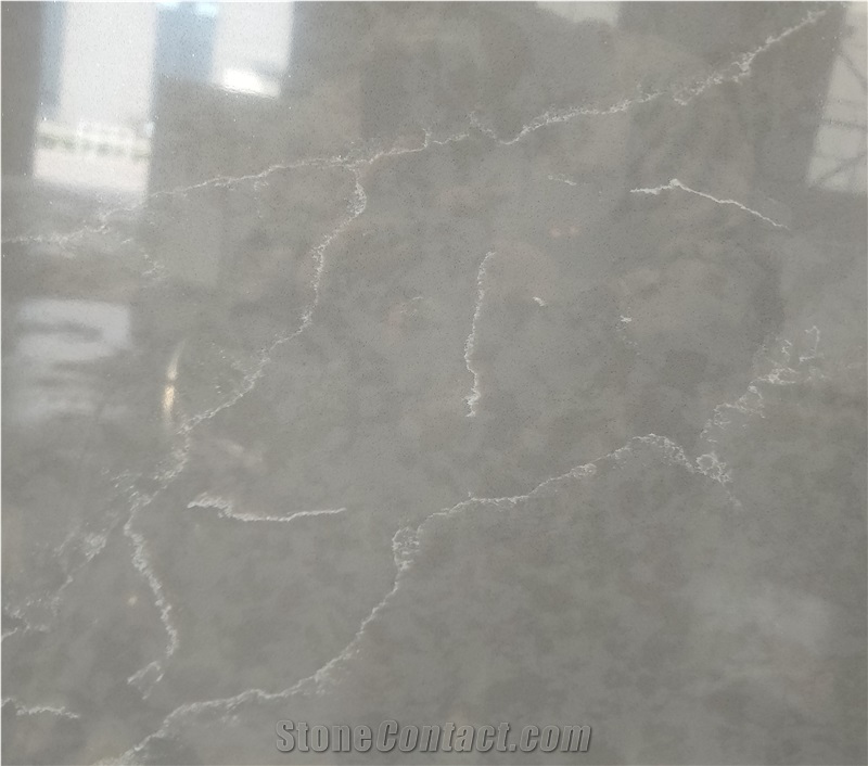 Engineered Calacatta Grey Quartz Slab Made In China