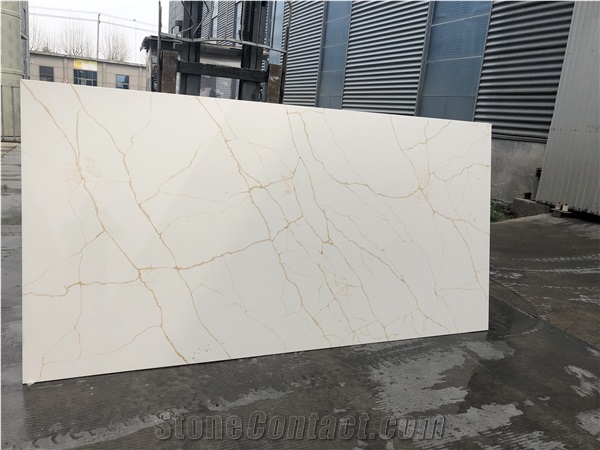 Engineered Polished Calacatta Gold Quartz Stone Slab China
