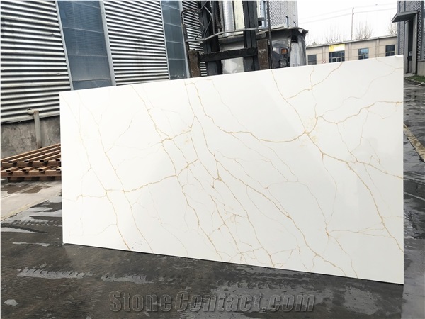 Engineered Polished Calacatta Gold Quartz Stone Slab China