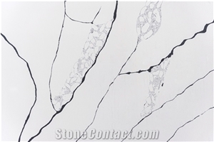 LQ-818 Calacatta Quartz Slabs, Big Size Engineered Stone,