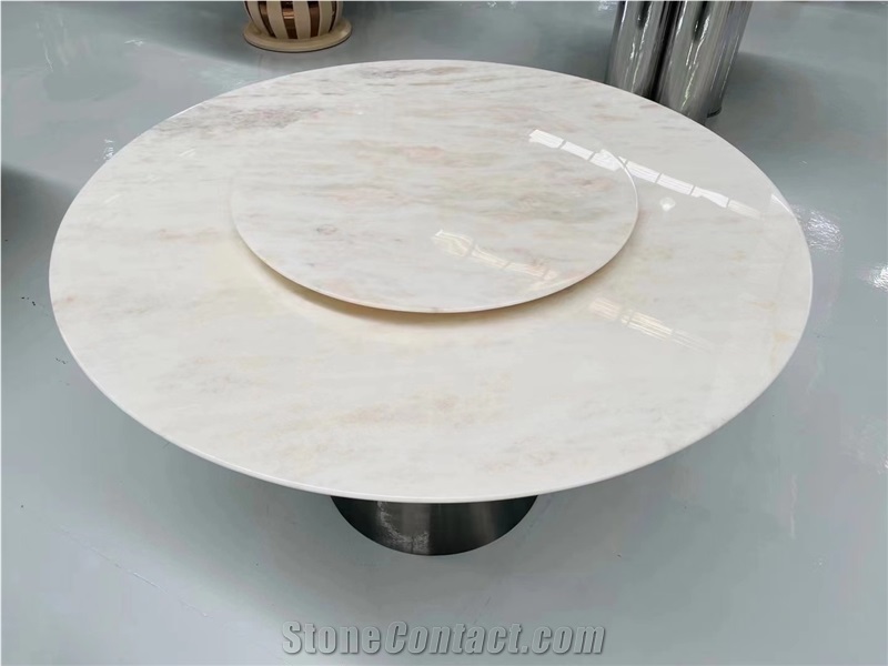 60"Round Marble Coffee Table Stone Namibia Rose Dining Table