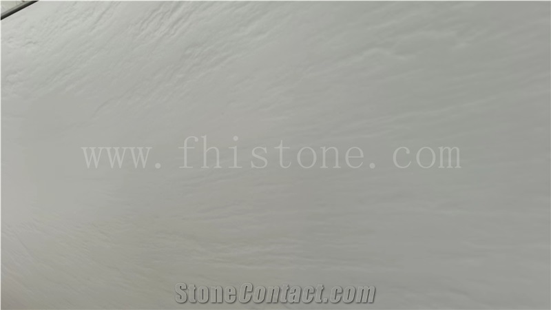 White Sintered Stone Slab Rough Satin Natural Surface