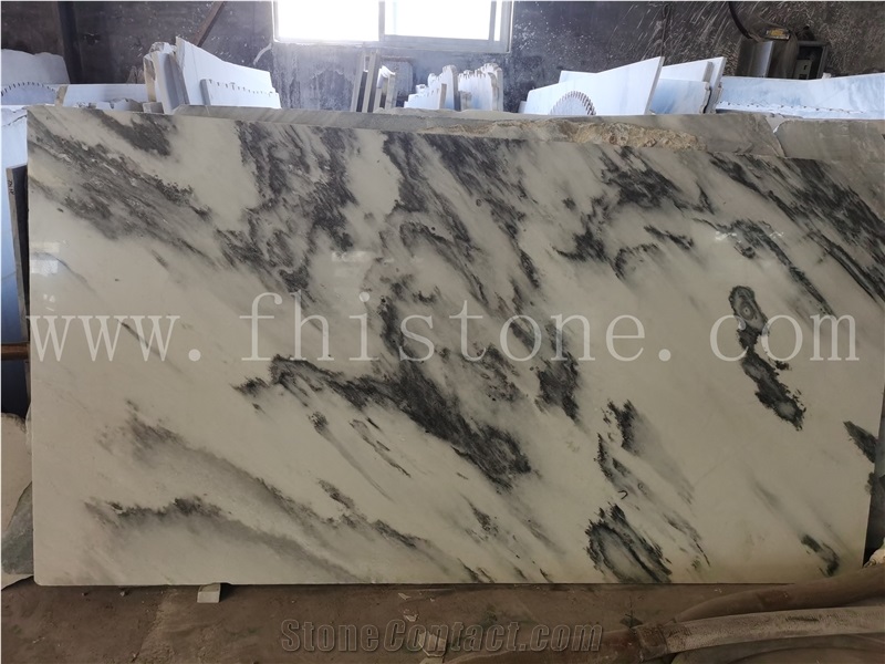 Landscape Painting River Mountain Wave Mountain Grey Marble