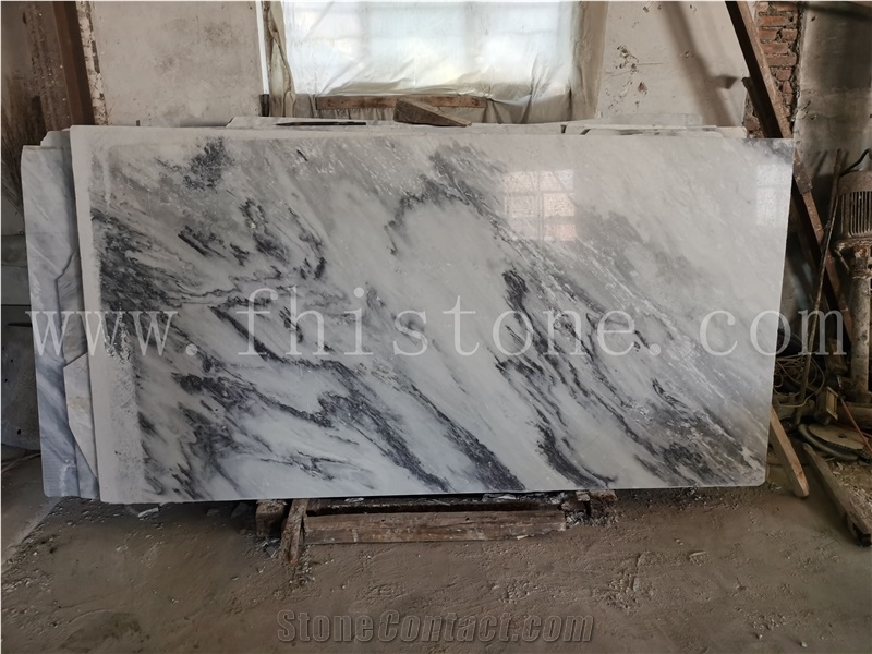 Landscape Painting River Mountain Wave Mountain Grey Marble