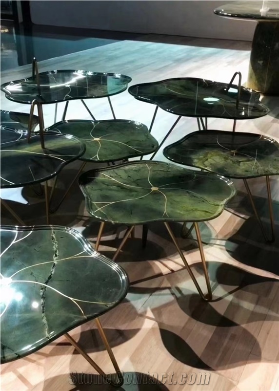 Luxury Avocatus Quartzite Olive Verde Green Interior Tables