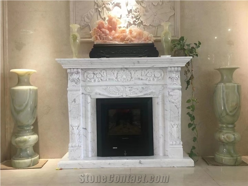 Ariston White Marble Custom Design Modern Fireplace