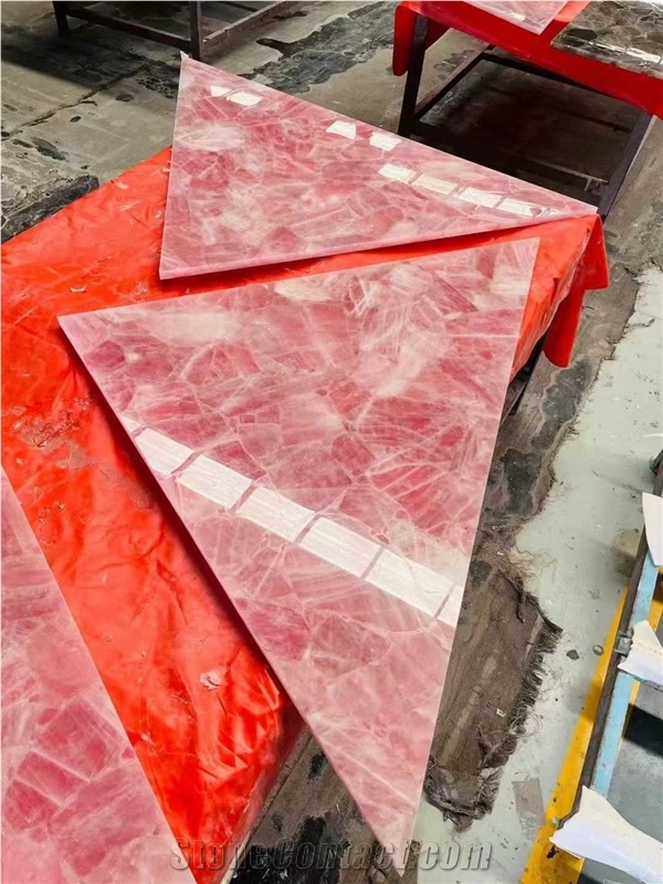 Pink Crystal Quartz Semiprecious Stone Tiles