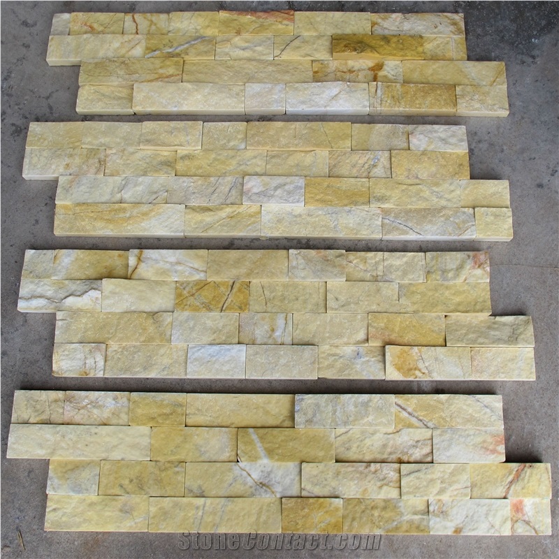 Yellow Marble Ledge Stone Wall Panels