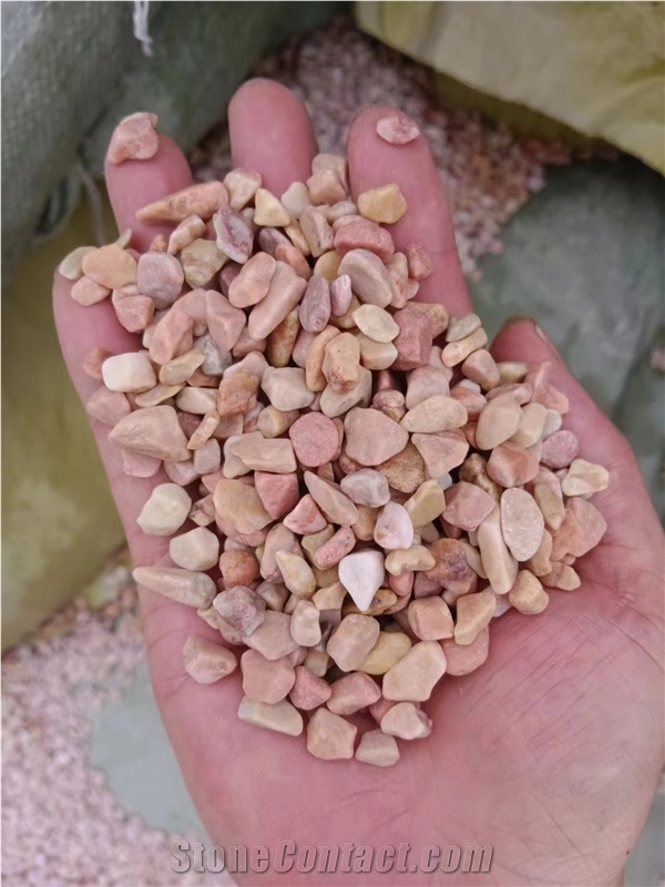 Pink Tumbled Pebble Stone, Landscape Gravels, Crushed Chips