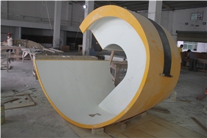Building Lobby Information Desk Circular Reception Counter