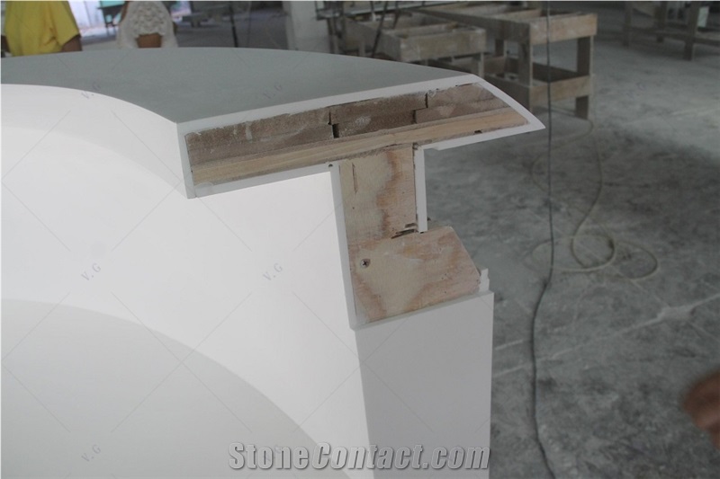 Curved Shape Reception Desk Solid Surface Stone Counter