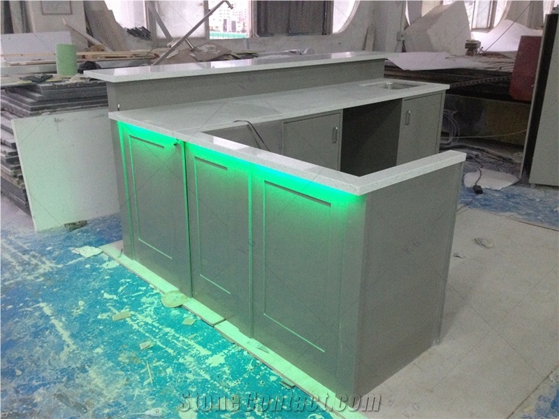 Custom Solid Surface Gary Color Kitchen Island Countertops