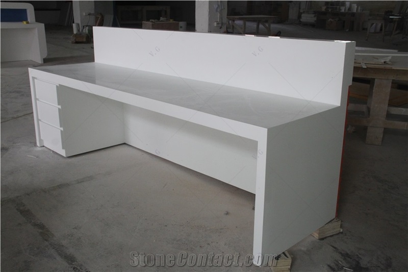 Custom Yellow Solid Surface Marble Hospital Reception Desk