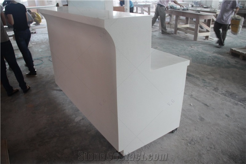 Pure White Solid Surface Modern Design Small Front Desk