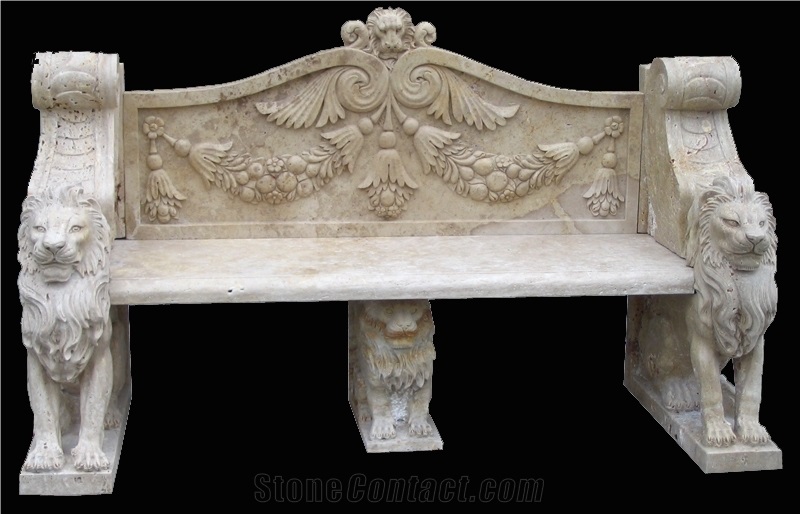 Customized Design Garden Marble Carved Bench Stone
