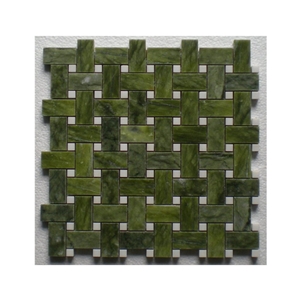 Green Marble Basketweave Mosaic Tiles Wholesale Mosaic Pattern