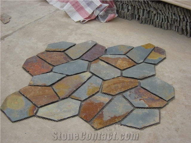 Natural Slate Tiles Crazy Paving Stone For Sale