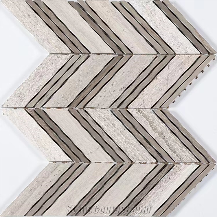 Wooden Grey Marble Mosaic