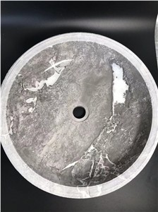 Gray Marble Wash Basin, Bathroom Sink, Round Sink