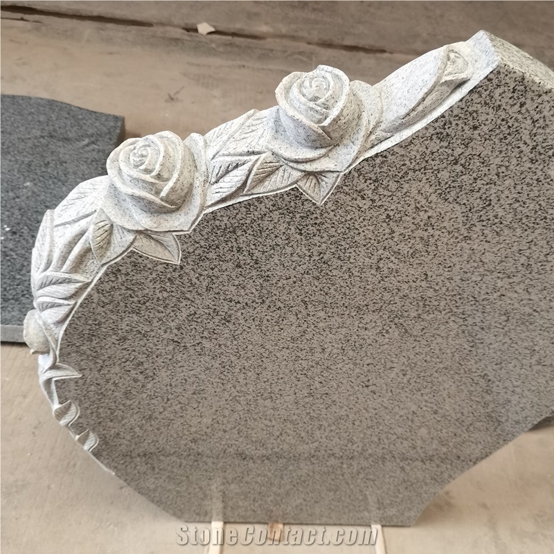 Polished G603 China Grey Granite With Rose Carvings