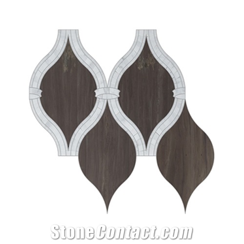 Ash Wood Marble Wall Mosaic, Water-Jet Pattern Mosaic For Bathroom&Kitchen