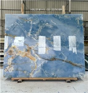 Blue Onyx Slab For Wall Background