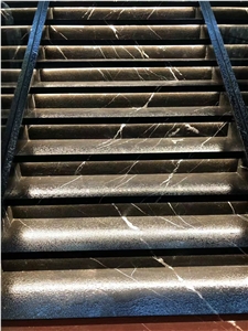 China Marquina Marble Stairs With Leathering Surface