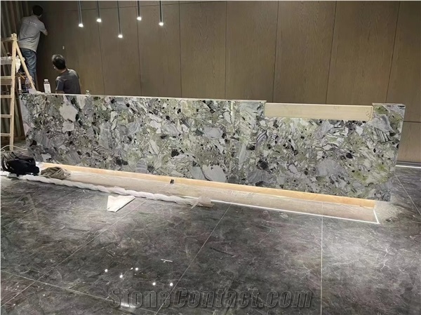 Cold Jade Marble, Green Marble Commercial Reception Countertop