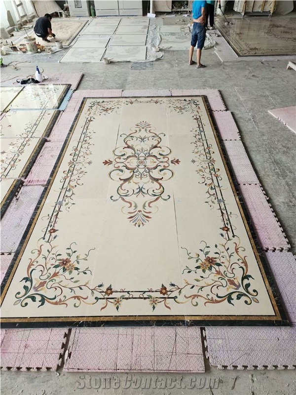 Mix Marble Water-Jet Cutting Floor Medallion For Project