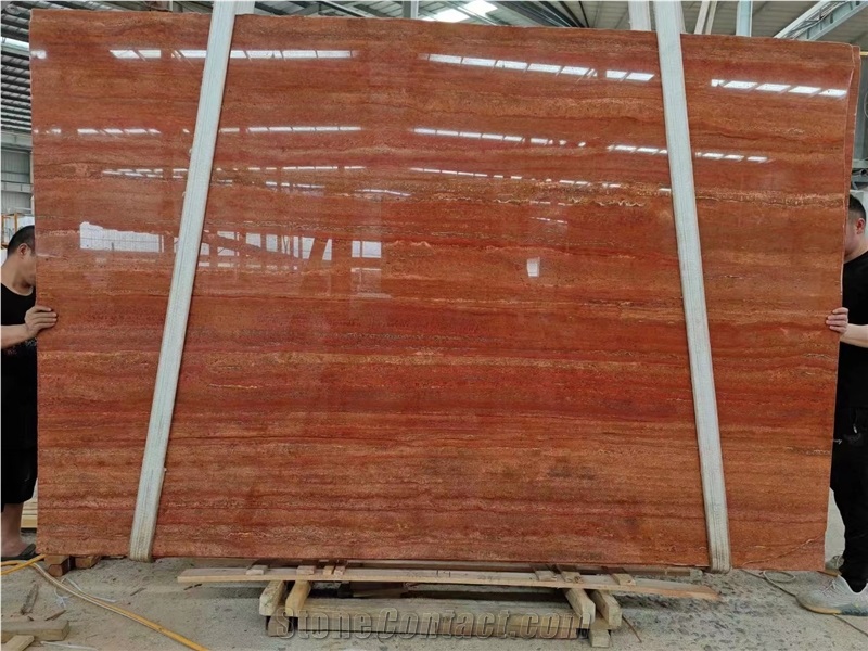 Polished Rose River Travertine Slabs For Wall Floor