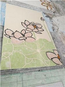 Premium Quality Mix Marble Water-Jet Cut Square Medallion