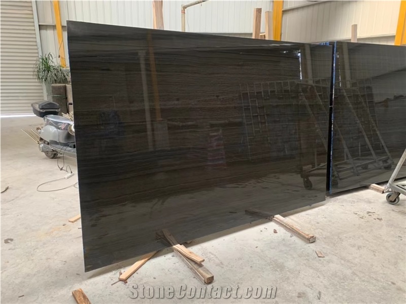 Rosewood Grain Black Marble Slab&Tiles For Project