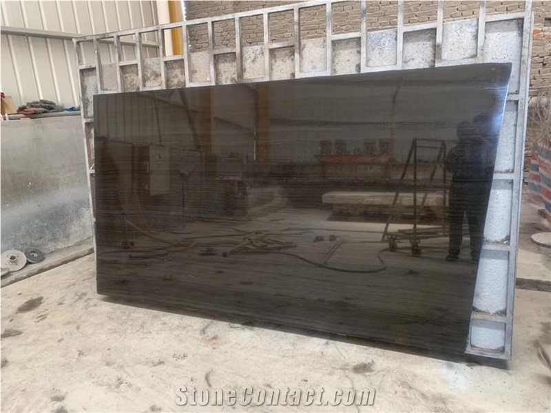 Rosewood Grain Black Marble Slab&Tiles For Project