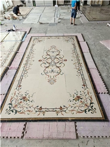 Turkey Emperador Light Marble Water-Jet Cutting Floor Carpet Medallion