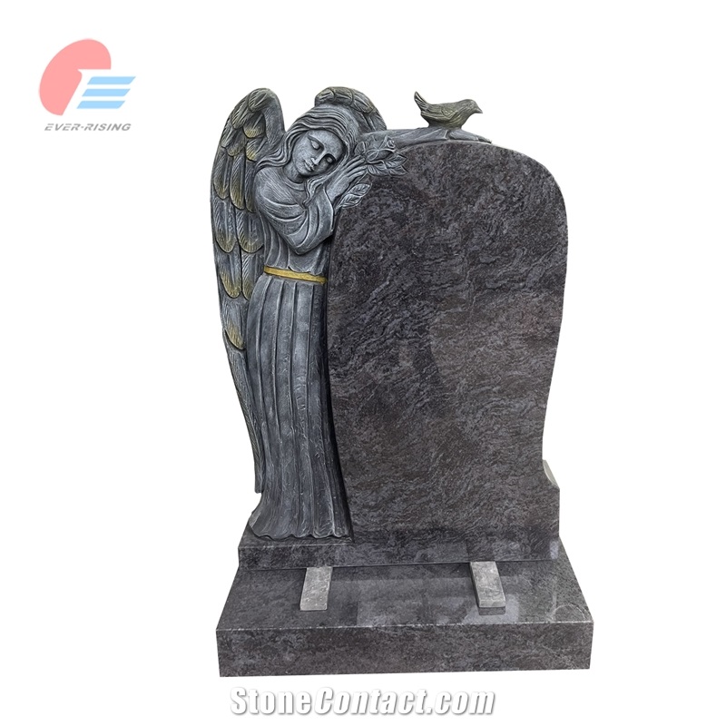 Bahama Blue Granite Antique Finish Leaning Angel Headstone from China ...