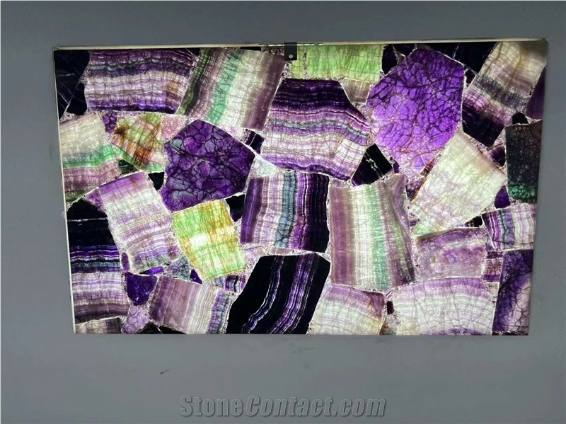Purple Agate Semiprecious Stone Slabs Tiles