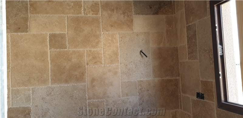 Travertine Tiles - Opus Romano Brushed And Chiseled Pattern