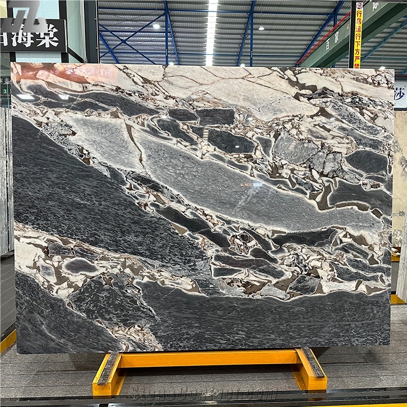 Natural Polished Titanic Ocean Storm Marble