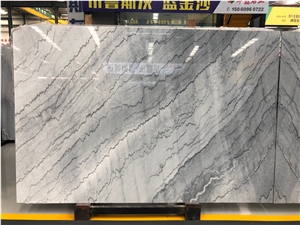 Chinese Bruce Grey Bookmatch Vein Marble Slab