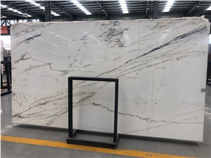 Chinese Eastern Calacatta Oro White Marble Slab Tile