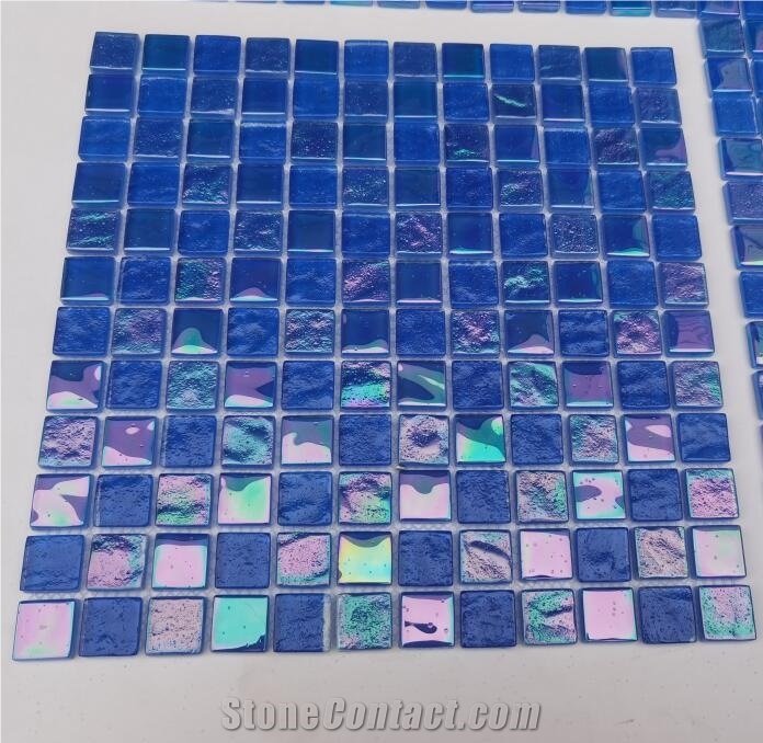Blue Hot Melt Swimming Pool Mosaic Crystal Glass Mosaic Tile