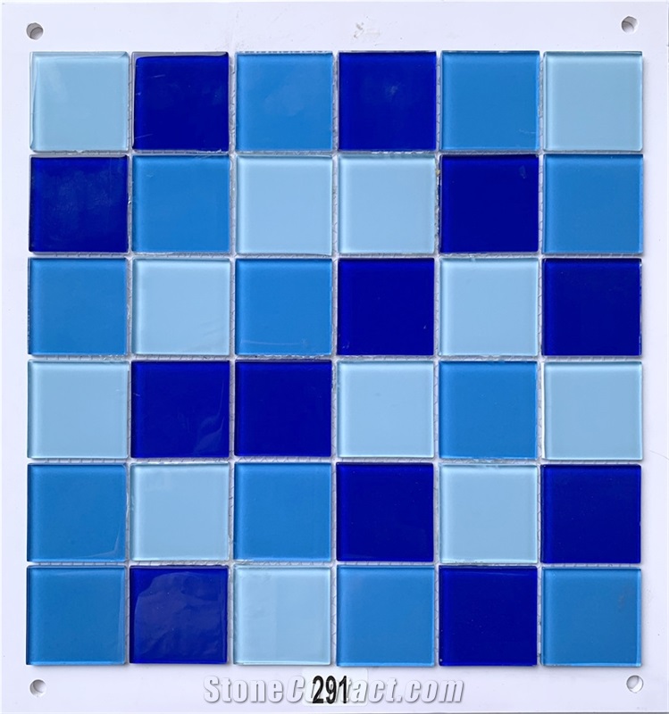 Hot Melting Mosaic Swimming Pool Tiles Blue Glass Mosaic