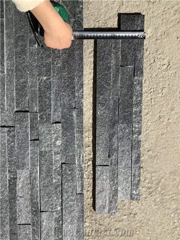 18X35cm Z Shape Natural Black Quartzite Stone Wall Panel