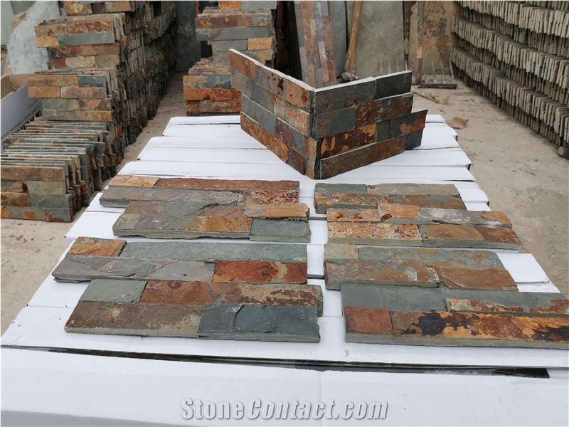 China Rust Slate Culture Stone Panel Slate Wall Cladding