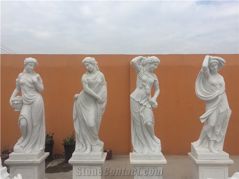 Hunan White Marble Four Seasons Gods Garden Sculpture