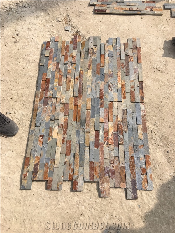 Multicolor Rusty Slate Stacked Stone Veneer Cladding