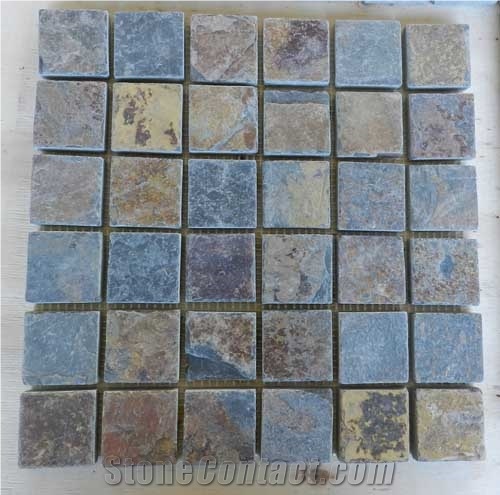 Natural Slate Mosaic Tile Pebble Mosaic Pattern