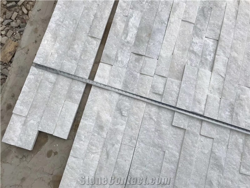 Pure White Quartzite Culture Stone Ledge For Wall Cladding
