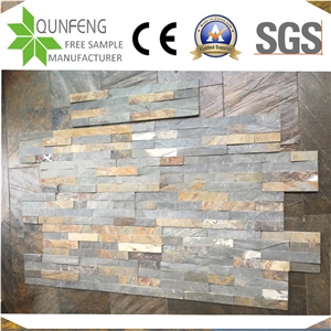 China 15*60CM Natural Split Multicolor Slate Stone Cladding