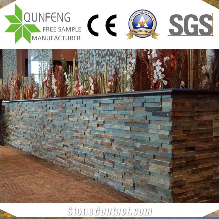China Natural Multicolor Split Stone Slate Wall Panel